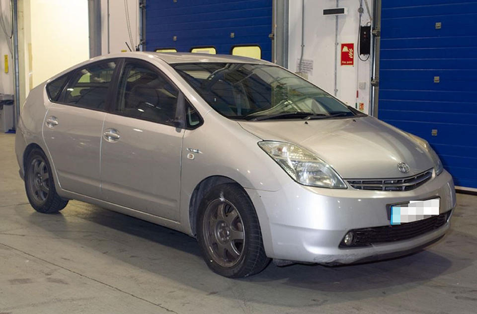 Uran Nabiev's Toyota Prius, the wing mirror of which was broken off. (Crown Prosecution Service/PA Wire) 