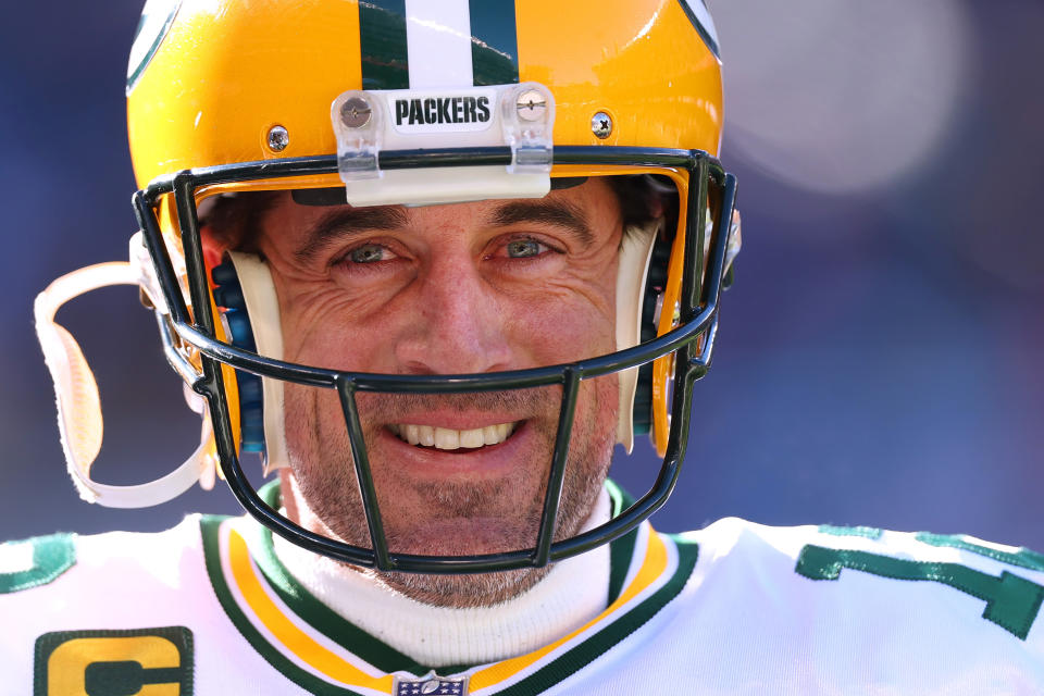 Aaron Rodgers is officially going to the New York Jets.  (Photo by Michael Reaves/Getty Images)