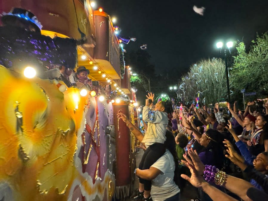 Krewe of Bacchus rolls Uptown on Sunday, Feb. 12, 2024. (WGNO/Rick Gogreve)