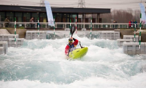 A man kayaks at the Lee Valley White Water Centre in Hertfordshire, England, the venue for the canoe slalom event during the London 2012 Olympic games, in January. The "Made in Portugal" label will dominate the waters at the London Olympics, with the country's kayak-canoe industry prospering despite a floundering economy