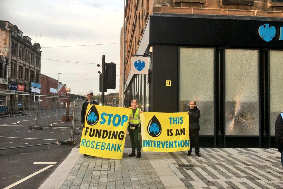 Protesters outside Barclays <i>(Image: X)</i>