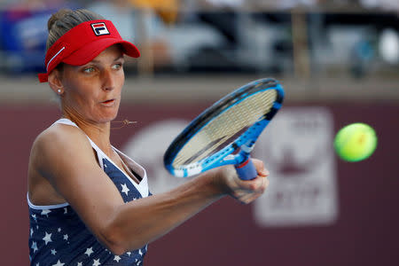 FILE PHOTO: Tennis - China Open - Women's Singles - Second Round - National Tennis Center, Beijing, China - October 3, 2018. Karolina Pliskova of Czech Republic in action against Aliaksandra Sasnovich of Belarus. REUTERS/Thomas Peter/File Photo