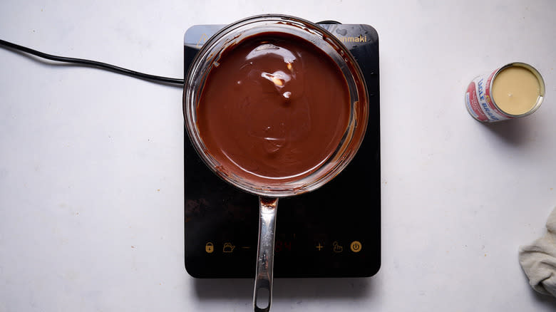 melting butter and chocolate in bowl