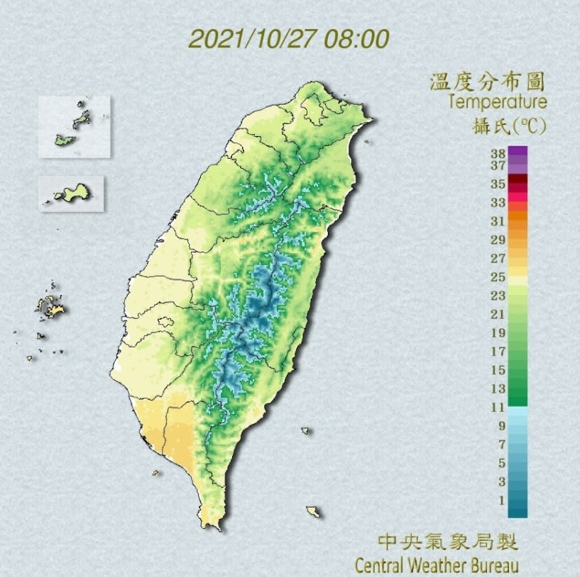 ▲氣象達人彭啟明表示，北部和東部入夜後氣溫下降速度快。（圖／中央氣象局） 