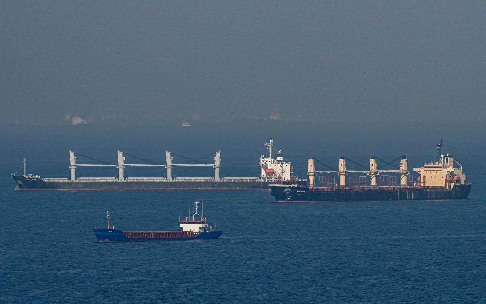 The cargo ships Rubymar and Stella GS sail at the entrance of Bosphorus in the Black Sea - OZAN KOSE /AFP via Getty Images