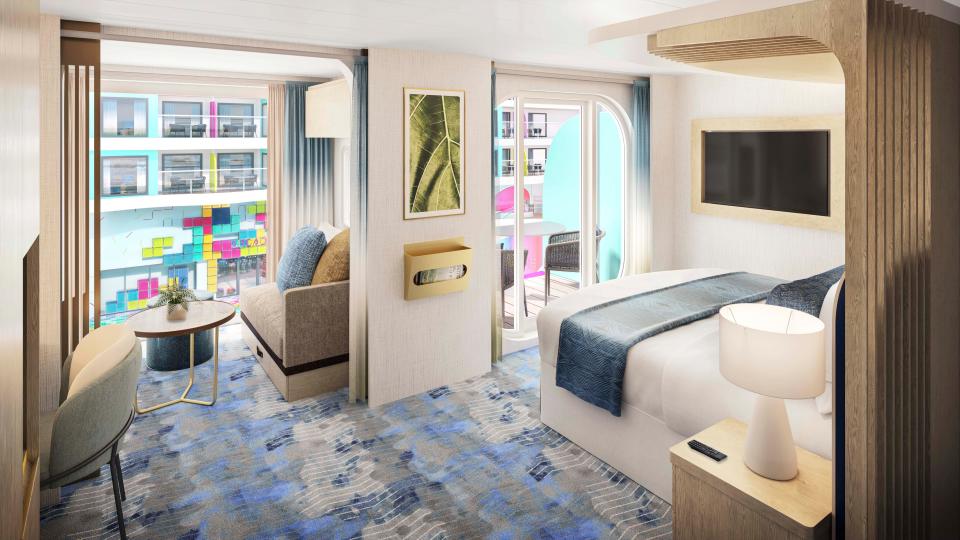 Vacationers can leave compromise at the door in the Surfside Family Suite on Icon of the Seas. The new room, nestled in the new Surfside family neighborhood, welcomes a family of up to four guests. There’s a cozy kids alcove, which transforms into a living space for all, along with a private balcony and Royal Suite Class perks.