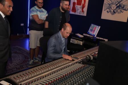 Britain's Prince William visits Luminus Technical University College in Amman, Jordan June 25, 2018. Petra News Agency/Handout via Reuters