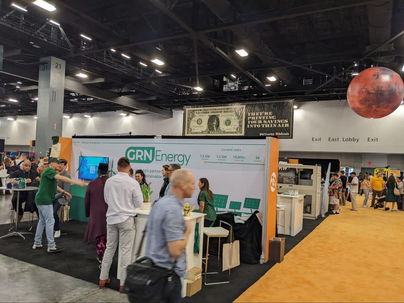 Many energy and data center services providers promoted their “green” energy solutions at the conference. (Aoyon Ashraf/CoinDesk)
