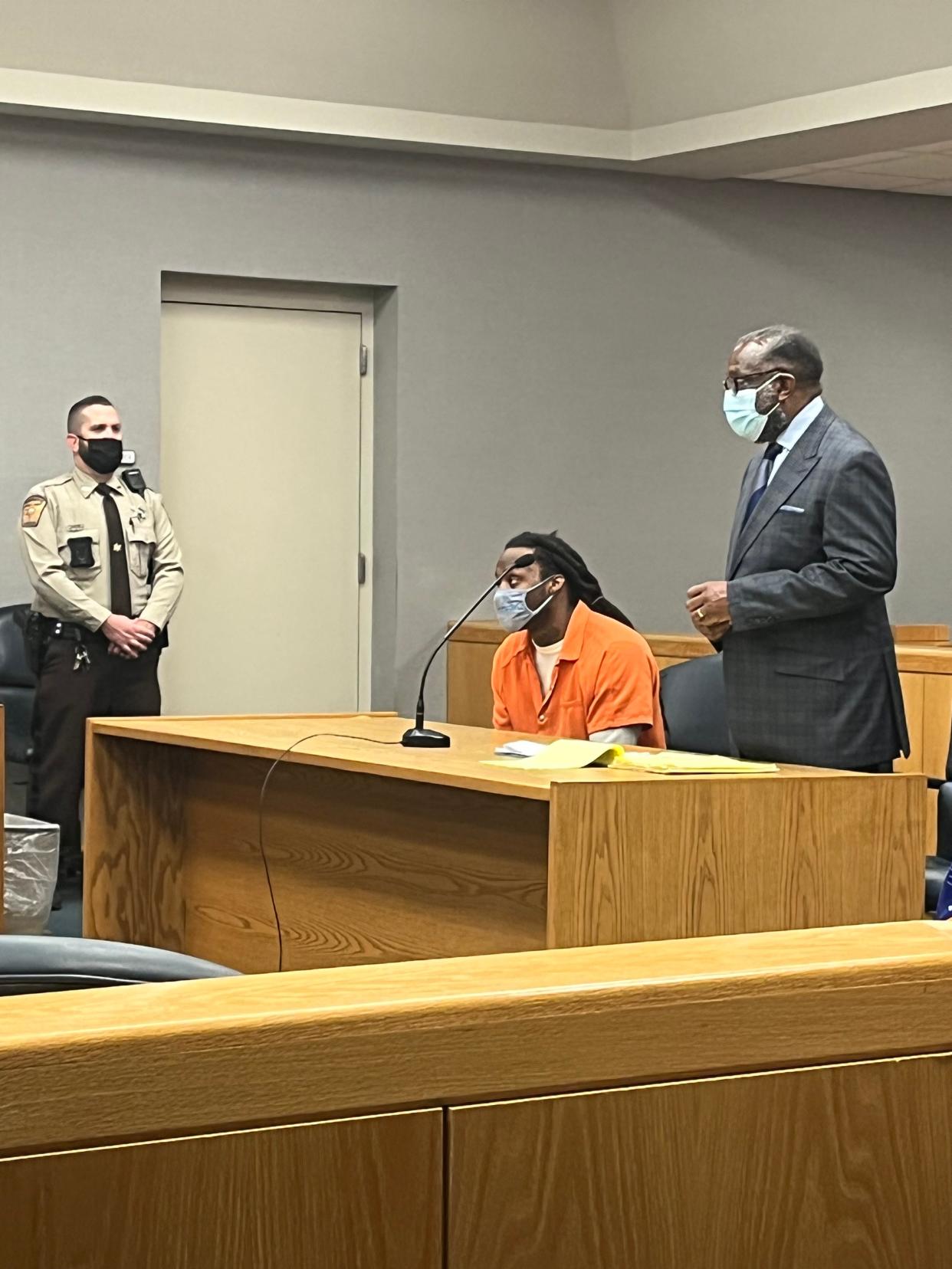 Attorney Norman Butler stands beside his client, Allen Slaughter, during a Nov. 2, 2021, court hearing. Slaughter faces charges related to a November 2020 Gastonia nightclub shooting that injured two off-duty Gastonia Police officers, who were working security at the nightclub, and four bar patrons.