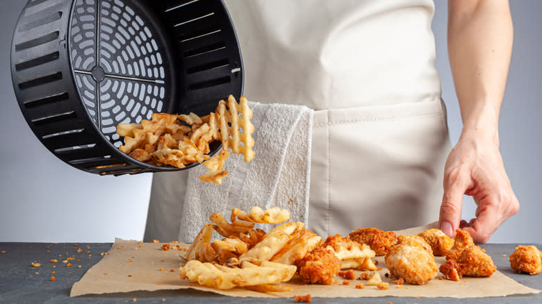 Waffle fries in air fryer basket