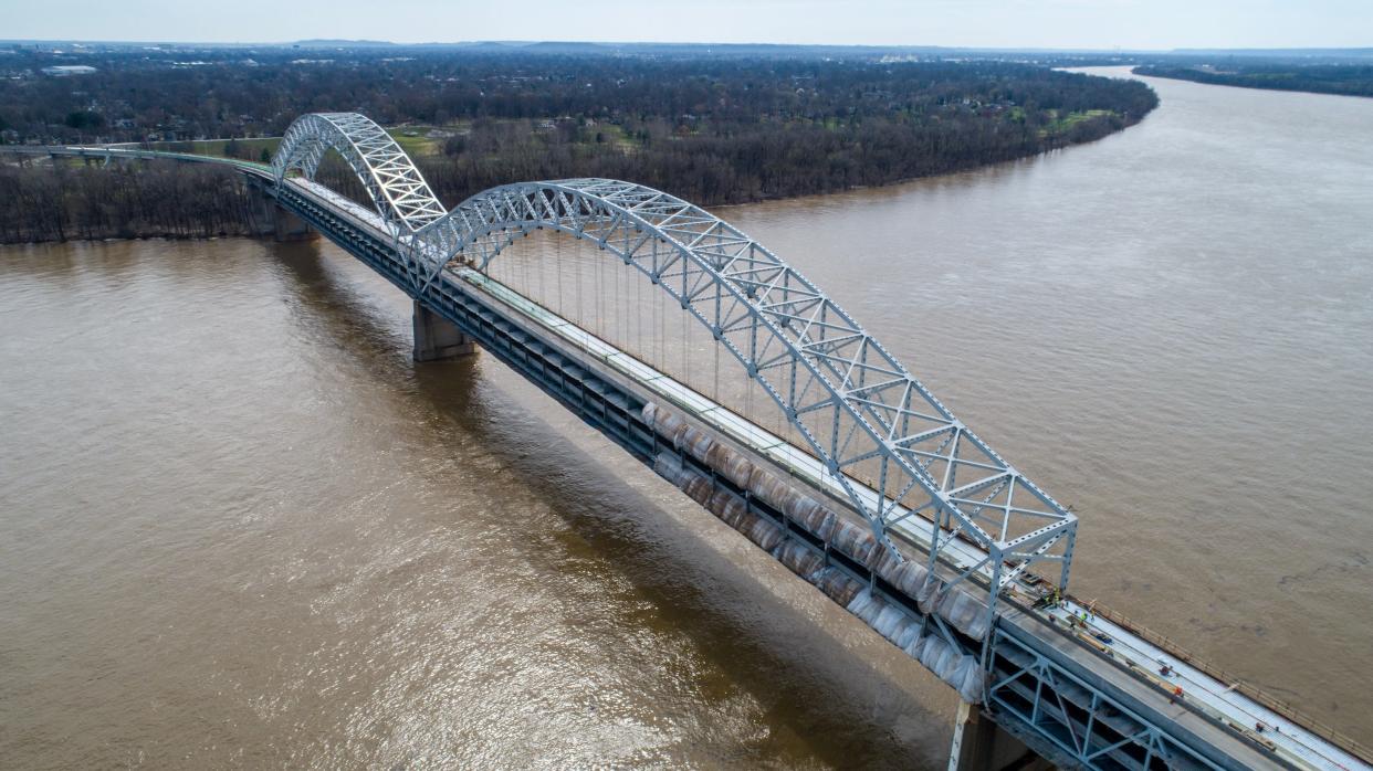 The Sherman Minton Bridge undergoes repairs. Tuesday, March 12, 2024