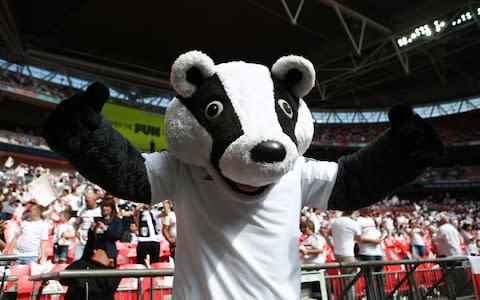 Badger mascot makes fun things happen at Wembley - Credit: PA