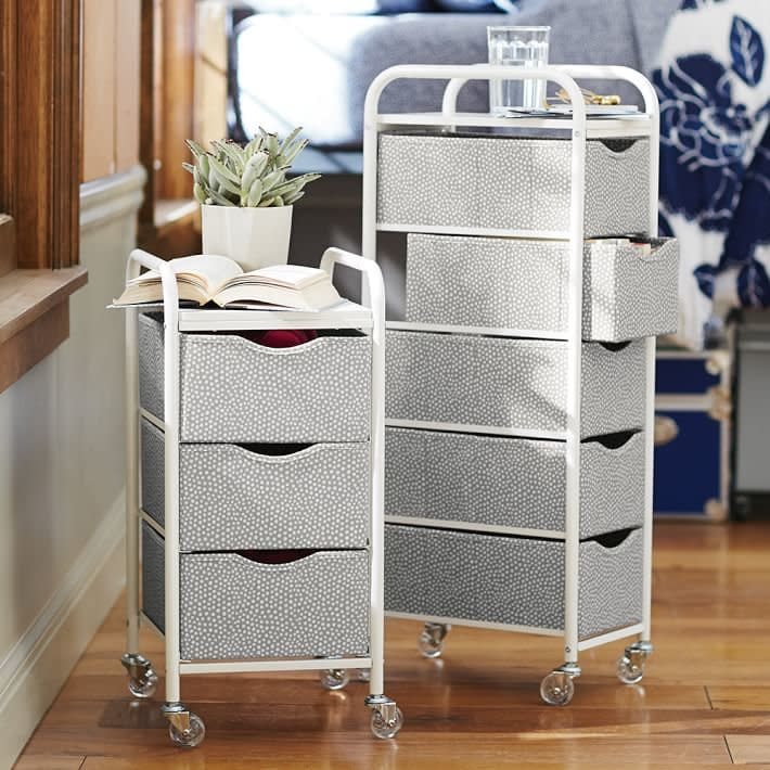 Roller Storage Cart, $109 at <a href="http://www.pbteen.com/products/mini-dot-ready-to-roll-storage-cart/?pkey=cteen-closet-solutions&amp;&amp;cteen-closet-solutions" target="_blank">PB Teen</a>