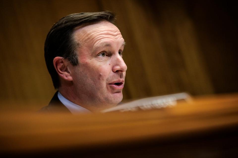 Senator Chris Murphy is pictured during a committee hearing. He called the Supreme court “brazenly corrupt” in a recent interview. (Getty Images)