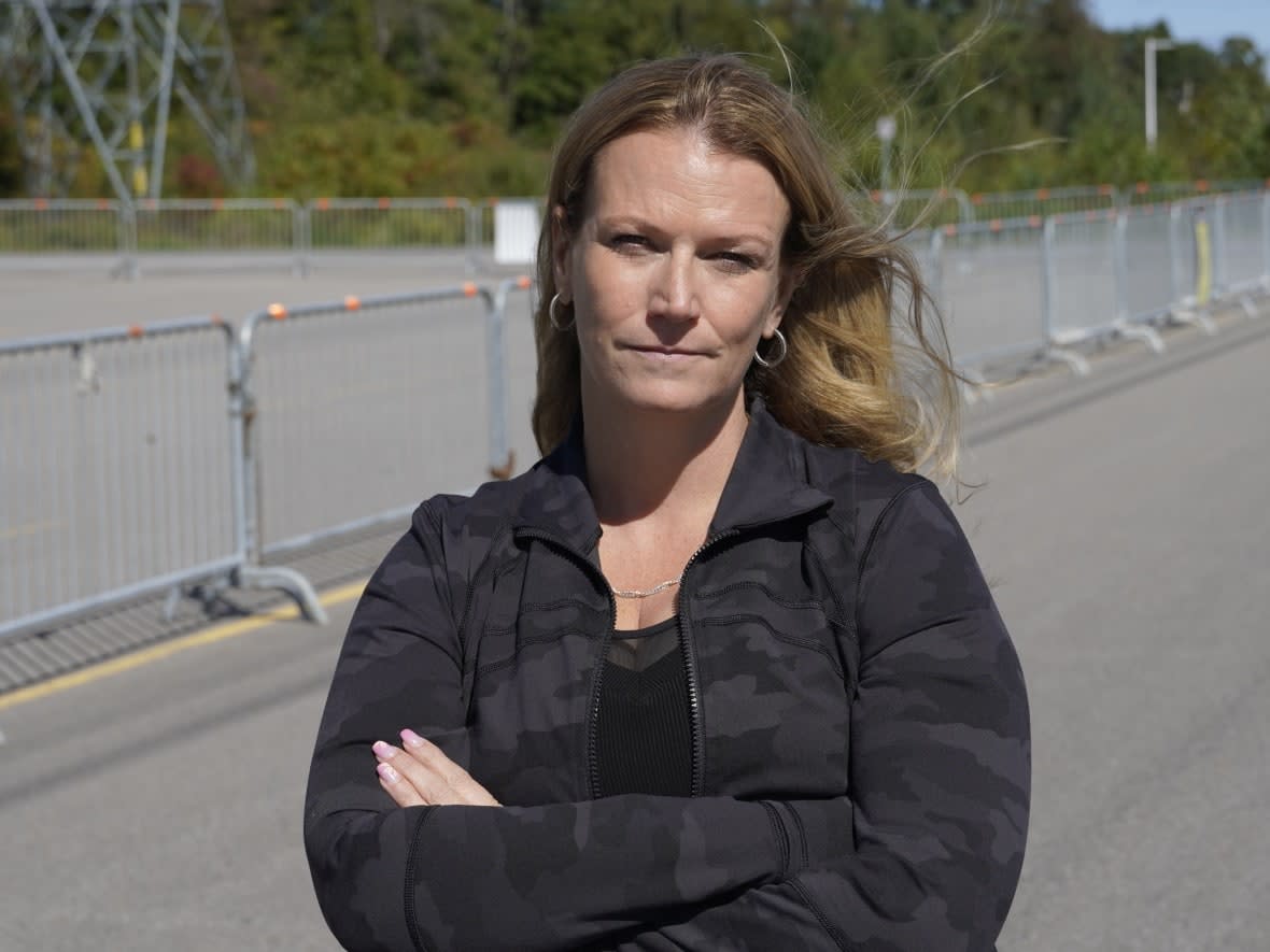 Rylee Batista, president of the Chapel Hill South Community Association, says residents are frustrated with an empty park and ride that was built in their neighbourhood. Since it opened in October 2019, she says it's mostly used for recreation. (Reno Patry/CBC - image credit)