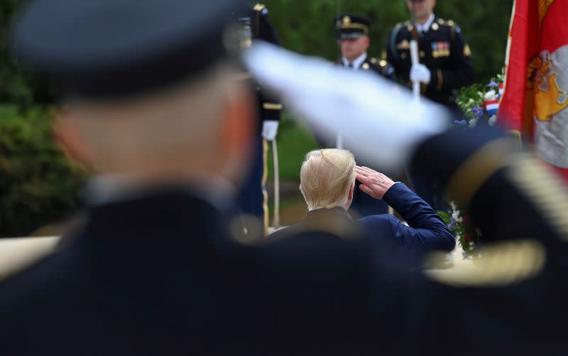 U.S. President Donald Trump visits Arlington National Cemetery on Memorial Day in Washington