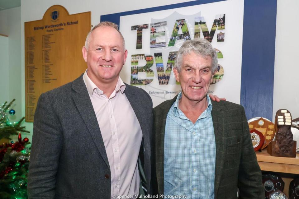 Richard Hill (left) with former Salisbury Rugby Club president Richard Larcombe in December 2022 <i>(Image: Spencer Mulholland)</i>