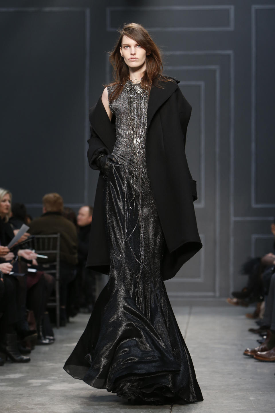 The Vera Wang Fall 2014 collection is modeled during Fashion Week in New York, Tuesday, Feb. 11, 2014. (AP Photo/Jason DeCrow)