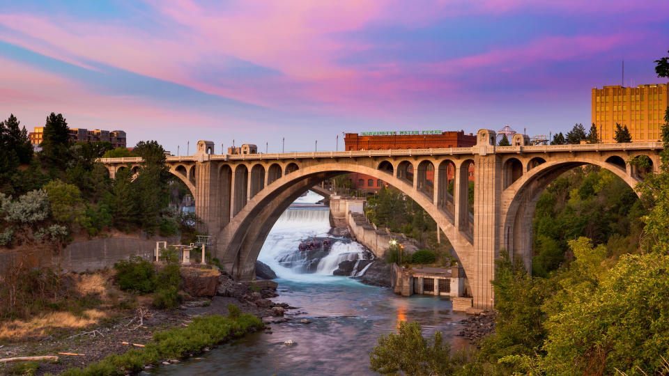 View of the Maple Street Bridge in Spokane at Sunset - Image.