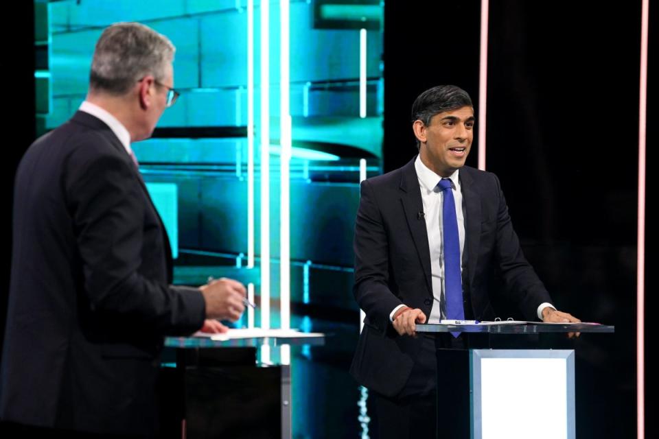 Tuesday’s ITV debate saw Rishi Sunak and Sir Keir Starmer go head to head (Jonathan Hordle/ITV/PA) (PA Media)