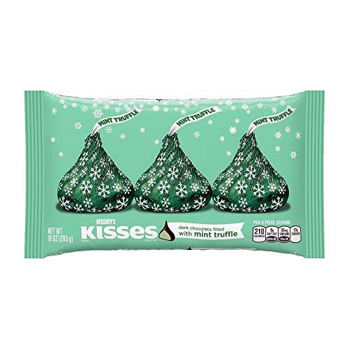 Holiday Hershey's Kisses Dark Chocolate with Mint Truffle, 10-Ounce Bag (Pack of 2)