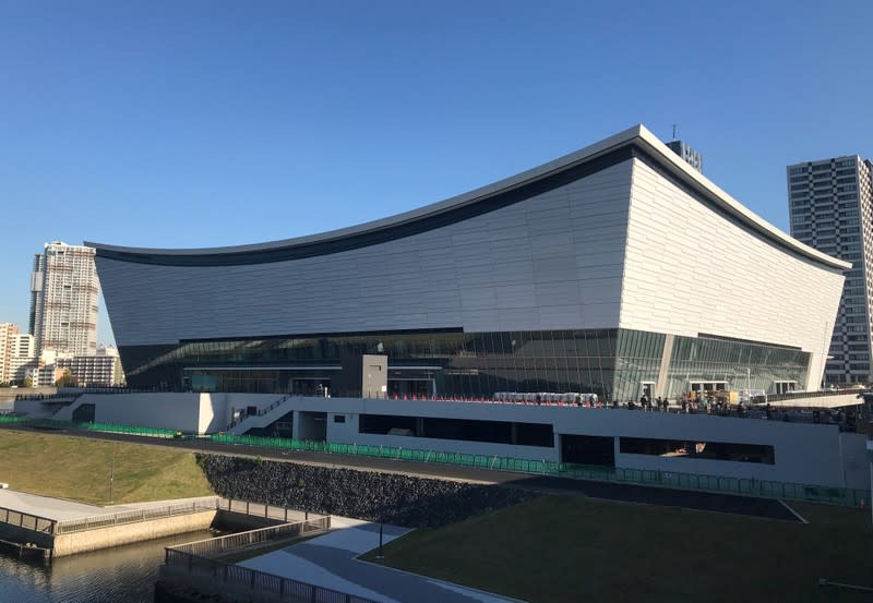 An exterior view of Ariake Arena, the venue for Tokyo 2020 Olympic and Paralympic Games volleyball and wheelchair basketball events, in Tokyo