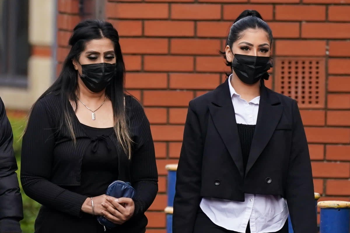 Mahek Bukhari (right) and her mother Ansreen Bukhari pictured arriving at Leicester Crown Court during their trial. (PA/Jacob King) (PA Wire)
