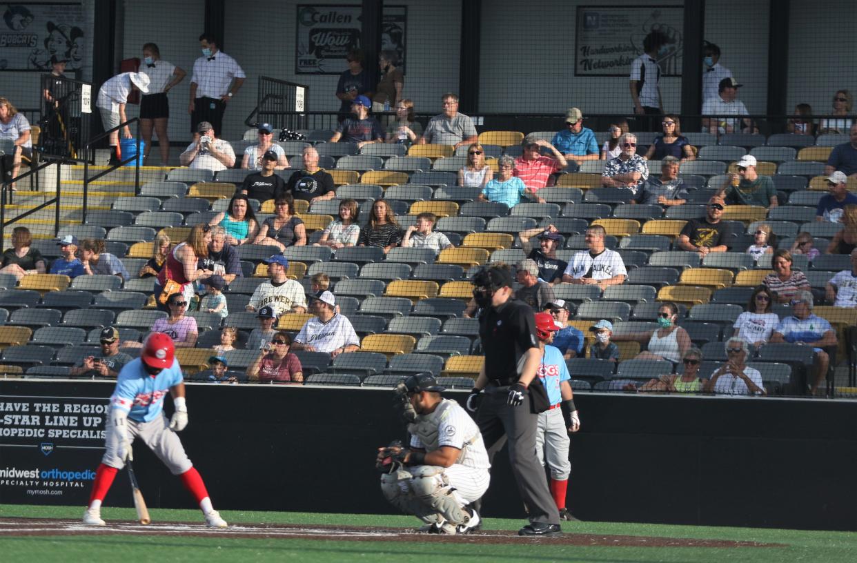 Fans look on at the Milwaukee Milkmen season opener against the Chicago Dogs on July 3, 2020 at Franklin Field.