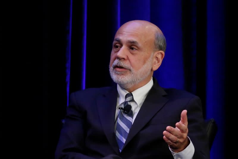 FILE PHOTO: Former Federal Reserve Chairman Ben Bernanke speaks during a panel discussion in Atlanta