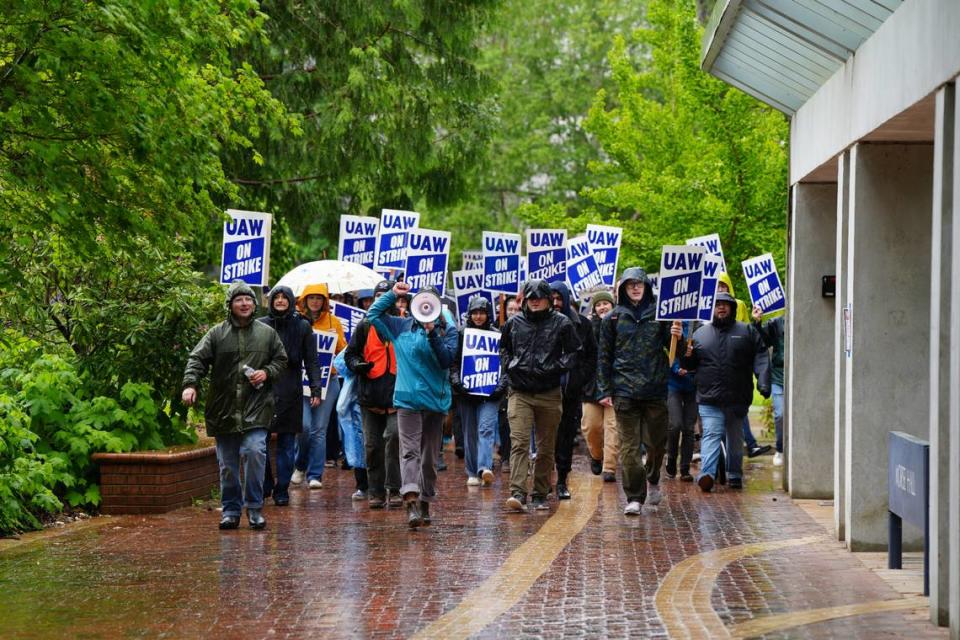 Hundreds of Western Washington University Educational Student Employees walked out of their jobs on Tuesday, May 21, 2024, to strike in a unionized effort to negotiate a contract with University administration.