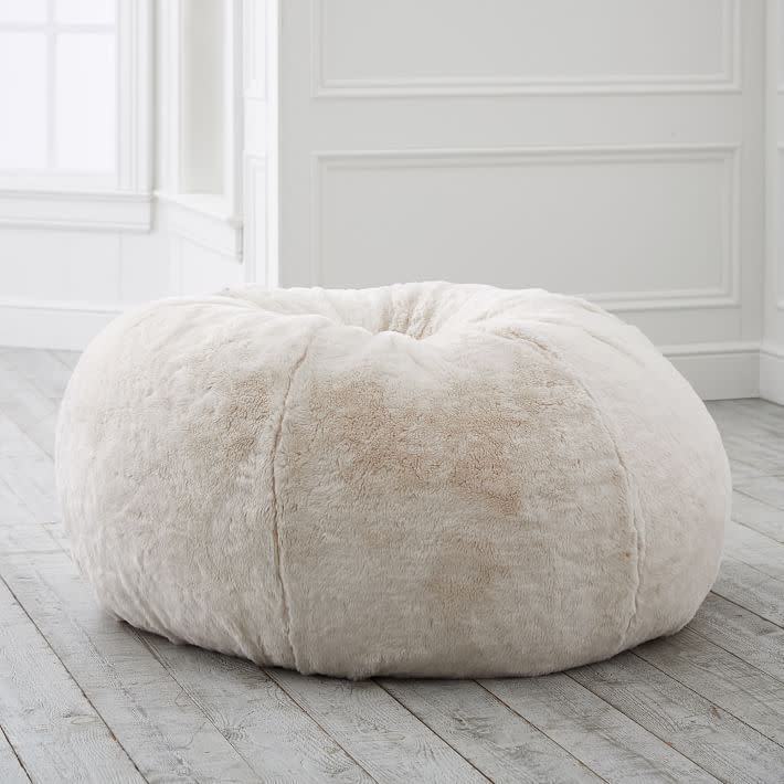 5) Ivory Polar Bear Faux Fur Bean Bag Chair