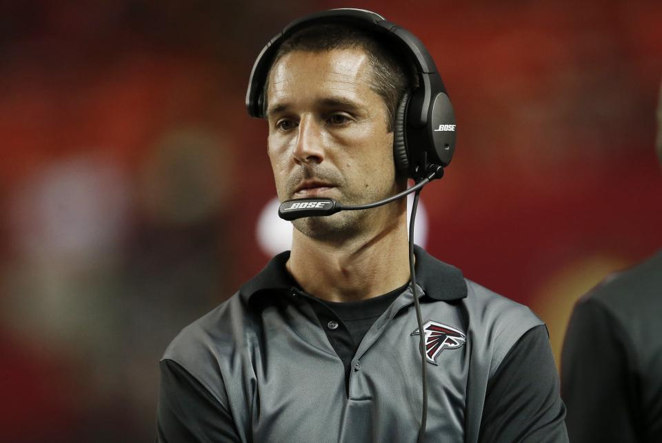 Atlanta Falcons offensive coordinator Kyle Shanahan is a possible candidate to replace Gary Kubiak. (AP)