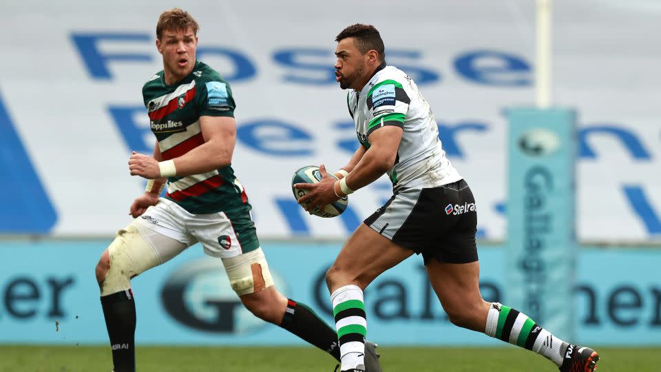 Burrell carries the ball during his time at Newcastle Falcons - he was found to be a victim of racism while at the club. - David Rogers/Getty Images