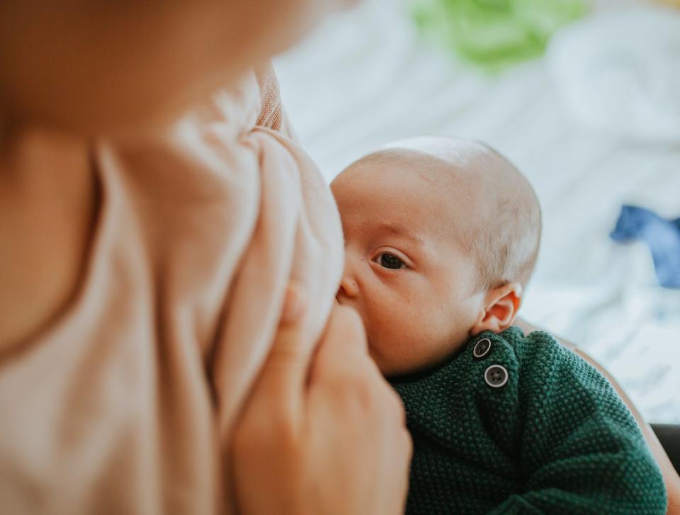 A newborn’s immune system still has a lot to learn and relies on supports from mom. <a href="https://www.gettyimages.com/detail/photo/close-up-of-mother-breastfeeding-baby-boy-while-royalty-free-image/1203911366?adppopup=true" rel="nofollow noopener" target="_blank" data-ylk="slk:Paulo Sousa/EyeEm via Getty Images;elm:context_link;itc:0;sec:content-canvas" class="link ">Paulo Sousa/EyeEm via Getty Images</a>