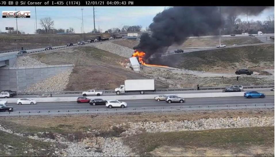 Kansas City police are investigating a fatal crash involving a semi truck that apparently rolled onto its side and caught fire Wednesday afternoon.