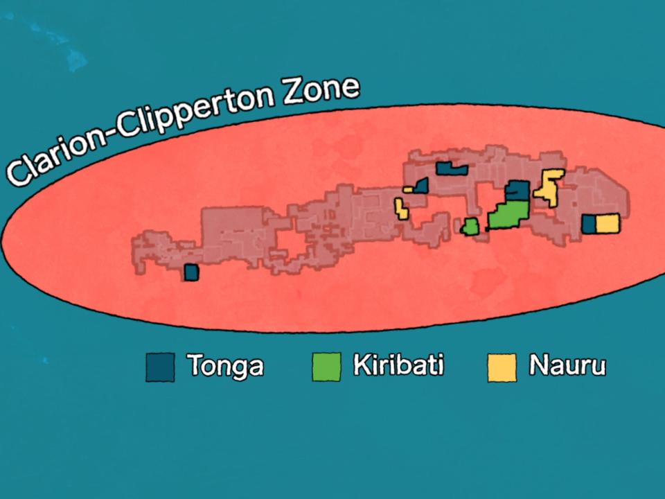 A map of the projected nodule deposits in the Clarion-Clipperton Zone