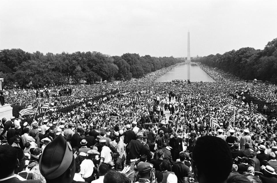 Crowds gather at the National Mall during the March on Washington for Jobs and Freedom.