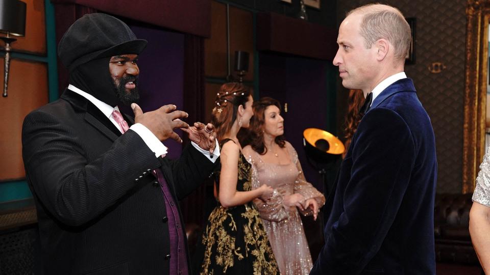 Prince William with US singer-songwriter Gregory Porter after the Royal Variety Performance at the Royal Albert Hall in London in 2021