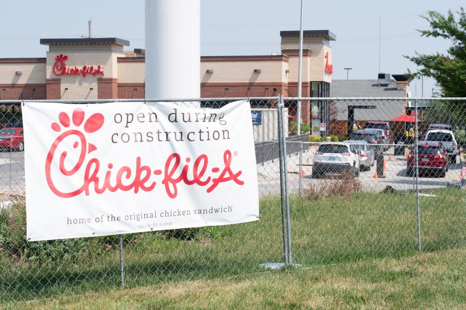 Construction of a larger drive-through lane at Chick-fil-A, 1625 S.W. Wanamaker Road, is seen Monday. Customers have been able to continue ordering throughout the renovation.