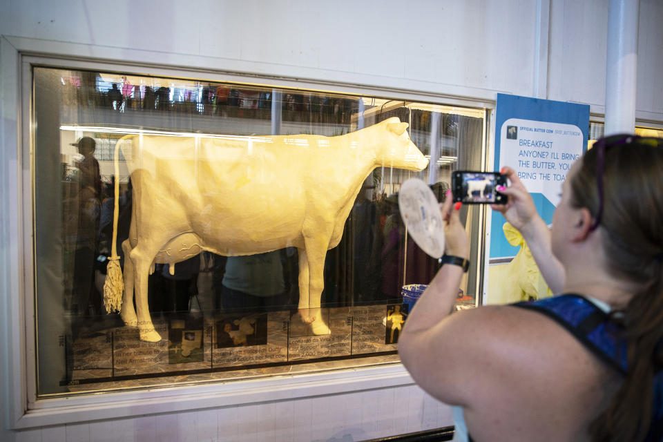 Butter Cow at the Iowa State Fair on August 11, 2023 in Des Moines, IA.  (Al Drago / Getty Images)