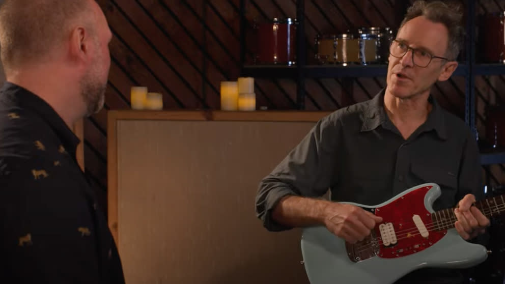  Earnie Bailey holding Kurt Cobain's Sky-Stang I Fender Mustang . 