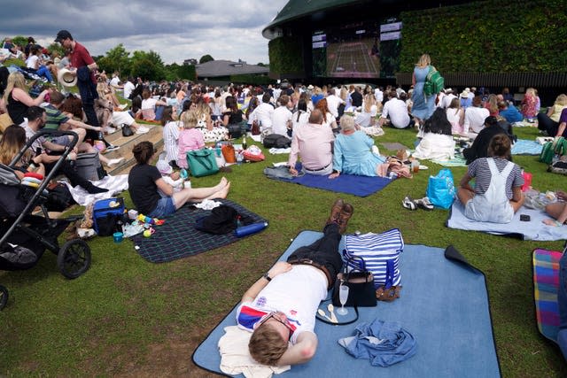 Fans watch the action on 'Murray Mound'