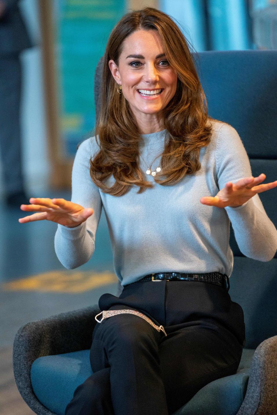 The Duchess appeared to showcase her a new hair do for her latest visit, which saw her discuss the impact of the coronavirus pandemic on students at the University of Derby.  (Getty Images)