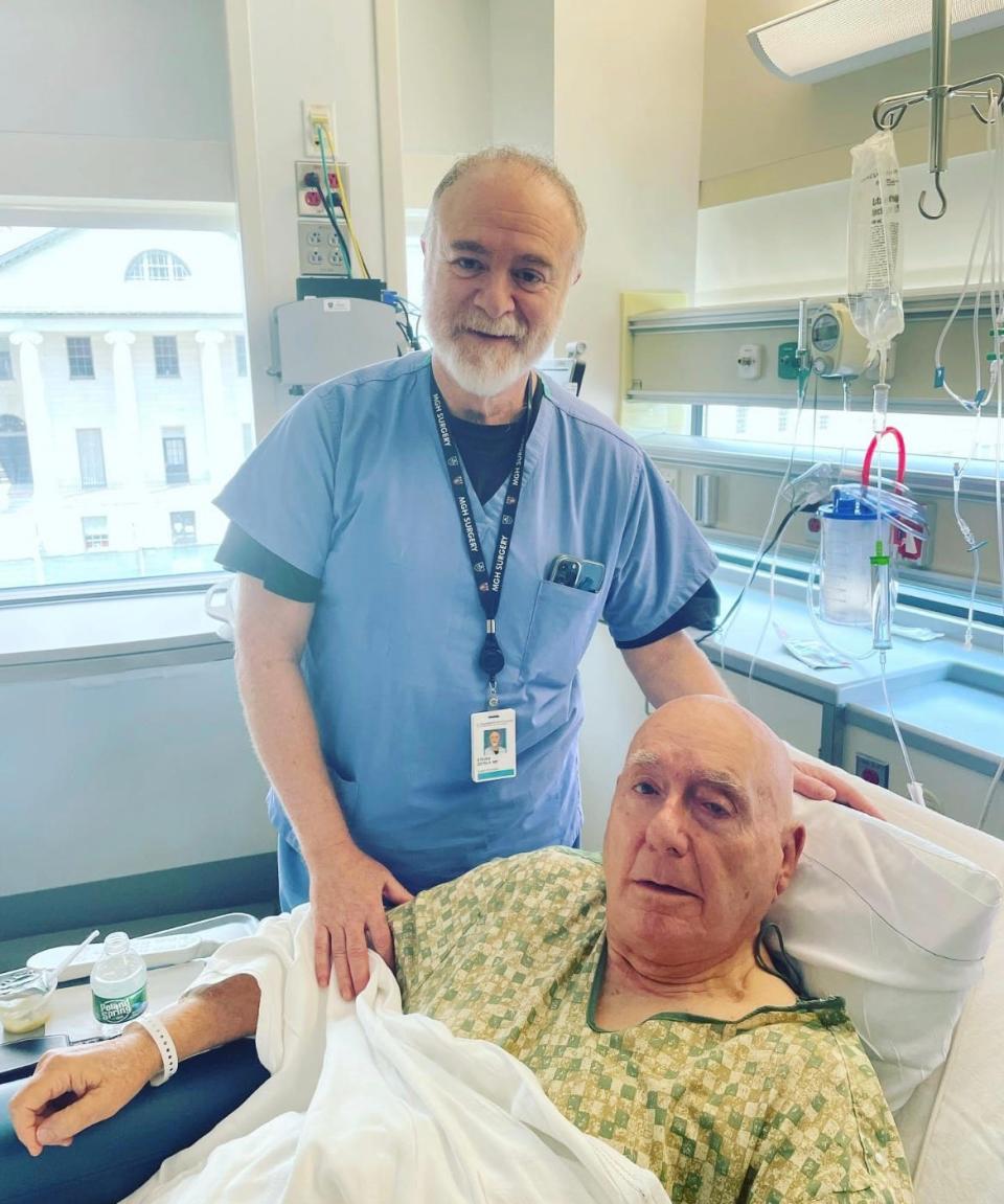 Dick Vitale and throat surgeon Dr. Steven Zeitels at Massachusetts General Hospital.