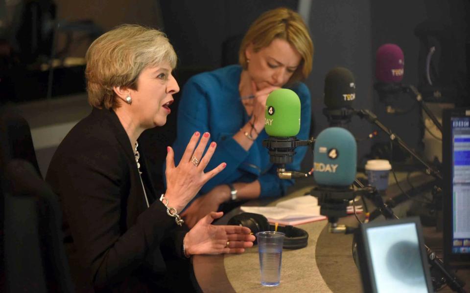 Laura Kuenssberg, the BBC's political editor, interviewing Theresa May during Mrs May's tenure as Prime Minister - Jeff Overs/BBC