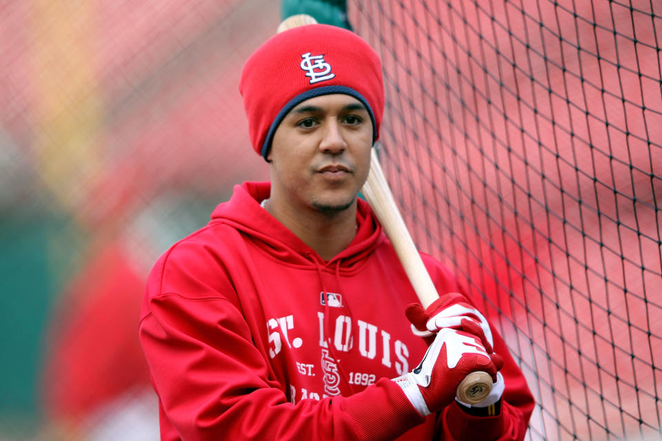 ST LOUIS, MO - OCTOBER 20: Jon Jay #19 of the St. Louis Cardinals stands on the field for batting practice prior to Game Two of the MLB World Series against the Texas Rangers at Busch Stadium on October 20, 2011 in St Louis, Missouri. (Photo by Jamie Squire/Getty Images)