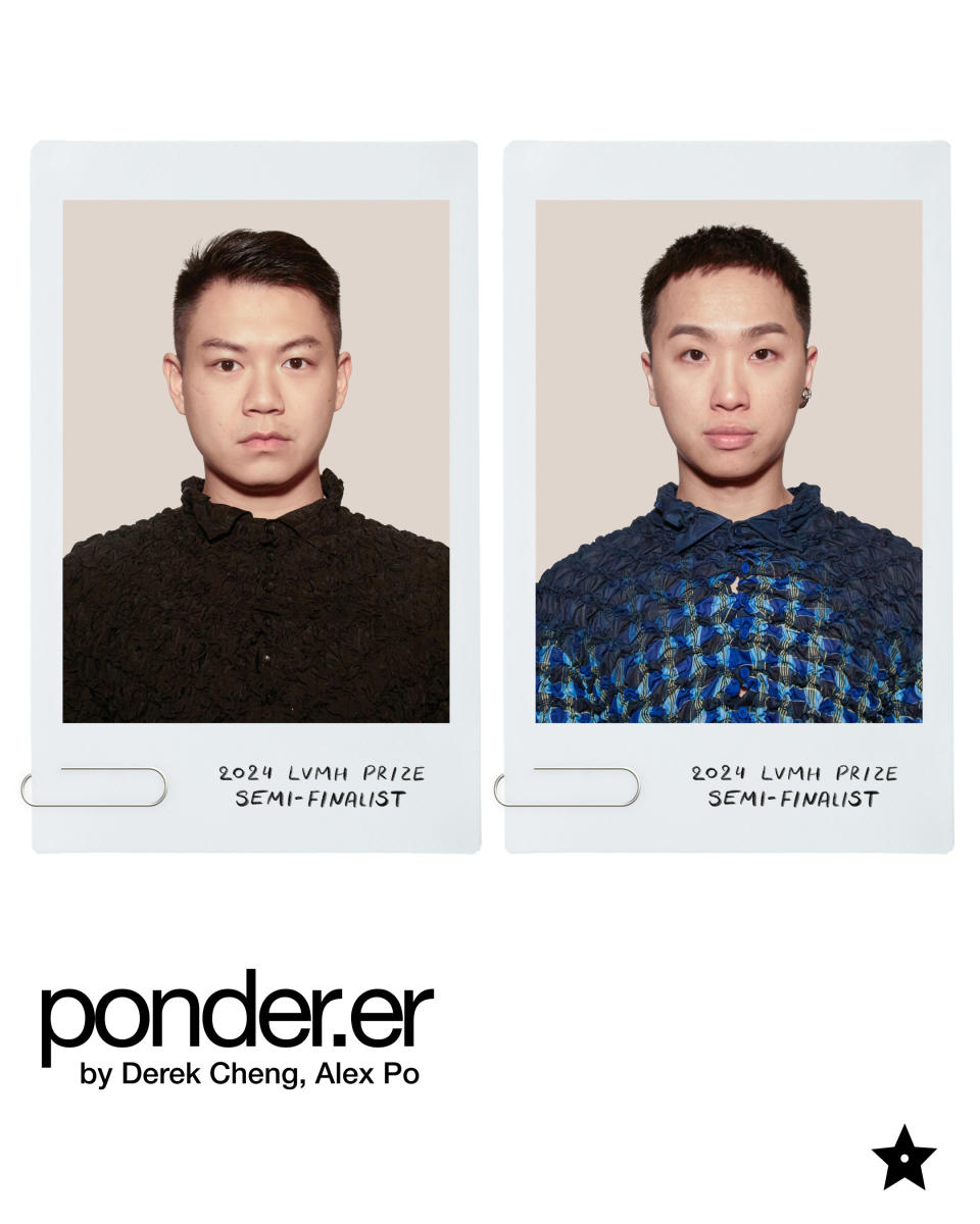 Alex Po and Derek Cheng of Ponder.er, one of the 20 brands shortlisted for the 11th edition of the LVMH Prize for Young Designers.