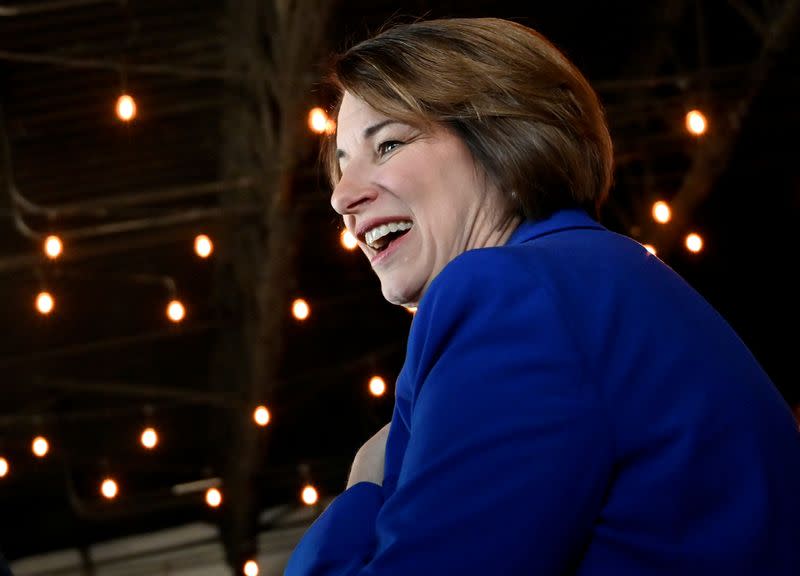 U.S. Democratic presidential candidate Senator Klobuchar greets people at the Nevada Black Legislative Caucus Black History Brunch in Las Vegas