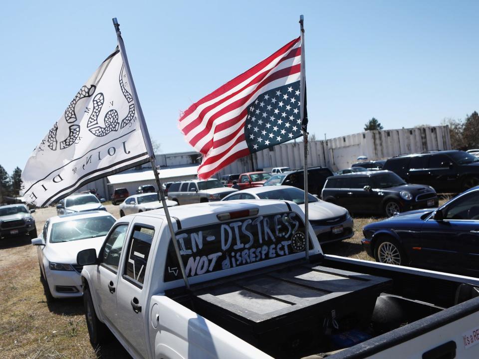 idaho truck libertarian american flag church ammon bundy coronavirus