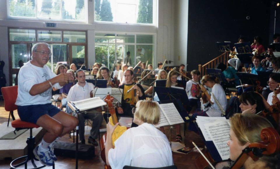 Late in life conducting the Cheshire Youth Orchestra